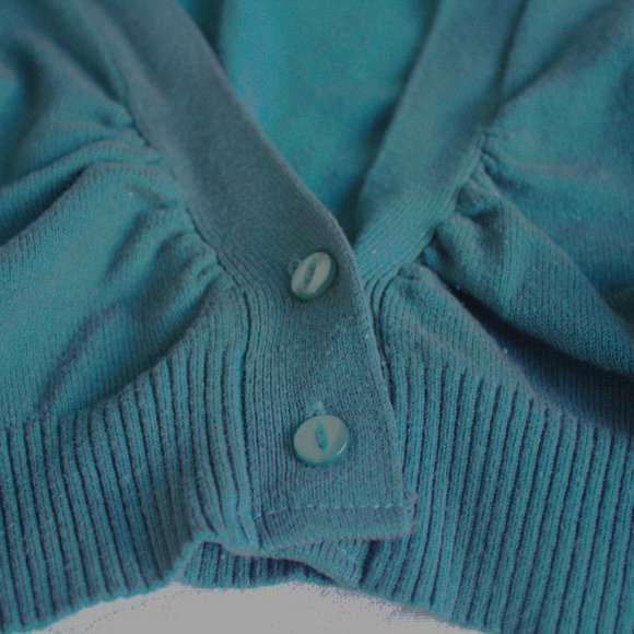 Cropped Cardigan | Peacock Green Button Down Cardigan | Body Central - Picture 3 of 4